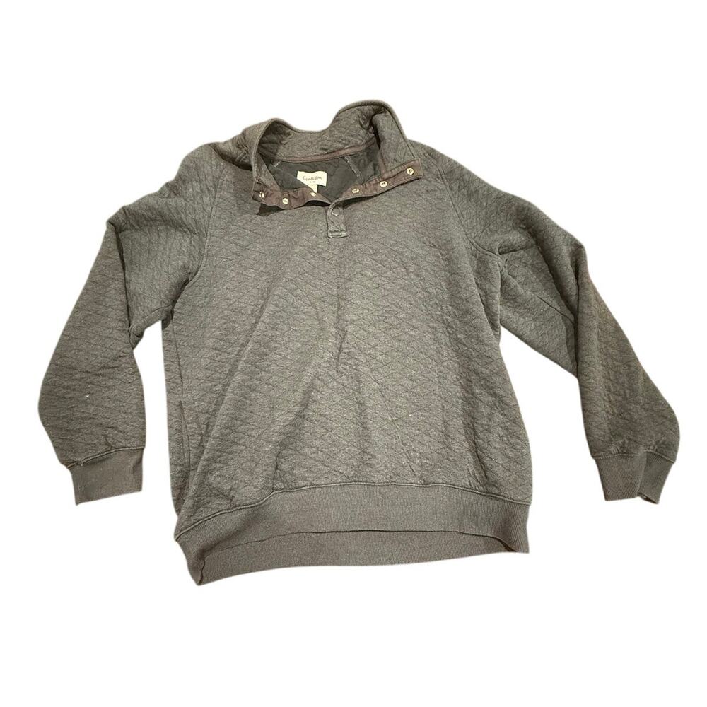 Goodfellow & Co Men's Gray Diamond Quilted 1/4 Snap Mock Neck Pullover Size L